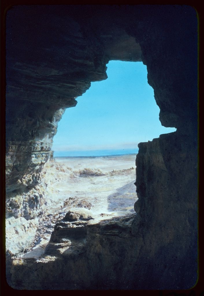 View of the Dead Sea from a cave at Qumran